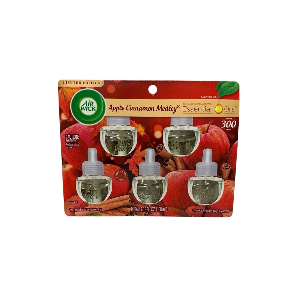 Air Wick Plug‎ in Scented Oil Refill, 5 ct, Apple Cinnamon Medley, Air Freshener